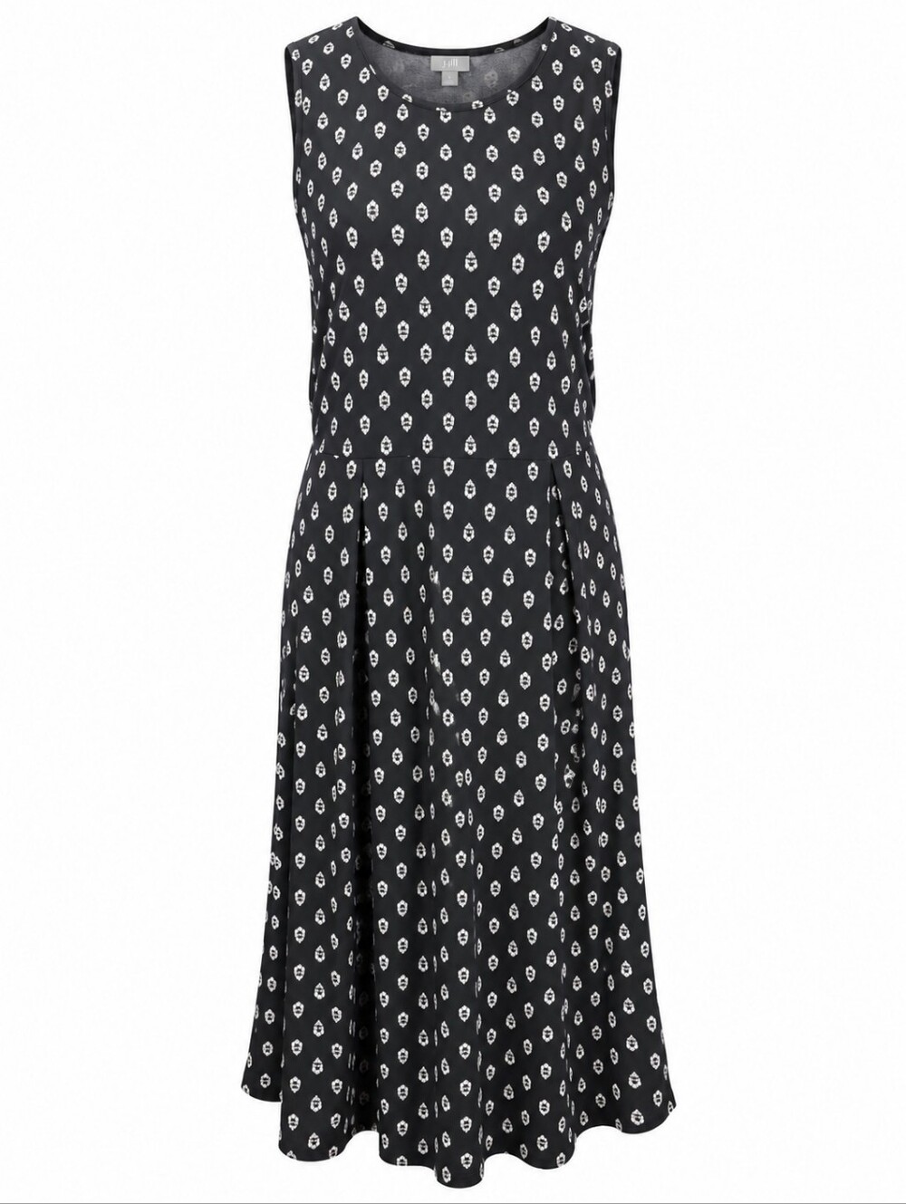 J.JILL | Wearever Black White Geometric Stretch Sleeveless Midi Dress | L